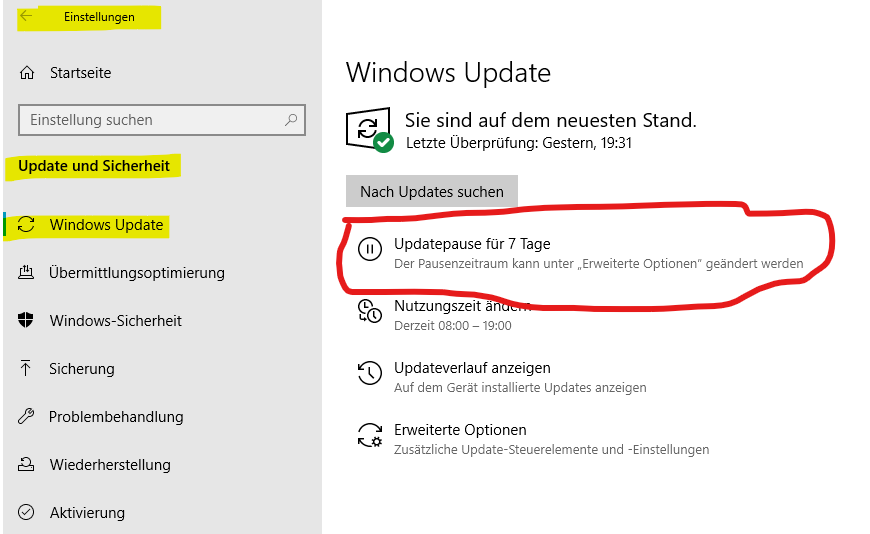 Wie kann ich Windows10 Updates stoppen?