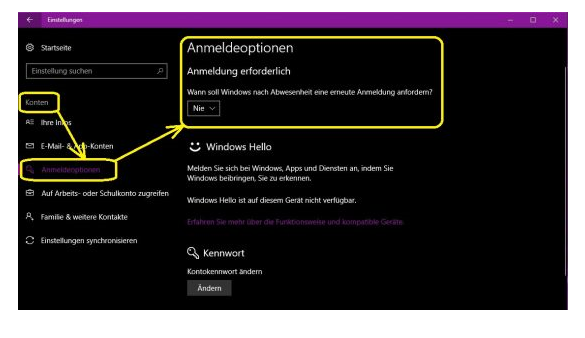 windows 10 anmeldekennwort