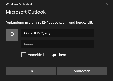 Problem beim Outlook.com Konto in Office Outlook einrichten