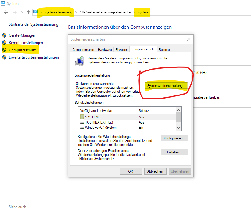 WIN 10 zerschossen. Wie komme ich an den letzten WiederherstellungsPunkt?