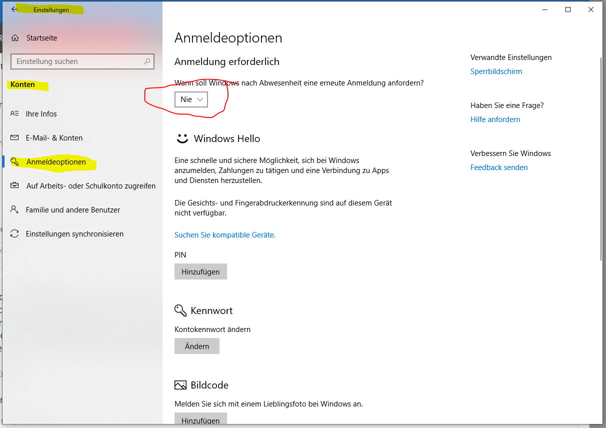 Tablet mit Windows 10 sperrt sich nach 2 Minuten Abwesenheit automatisch - Wie deaktiviert...