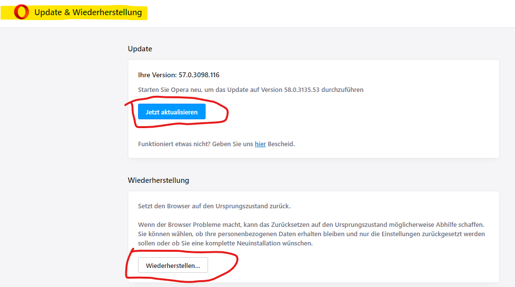 Chrom + Opera = funktionieren nicht