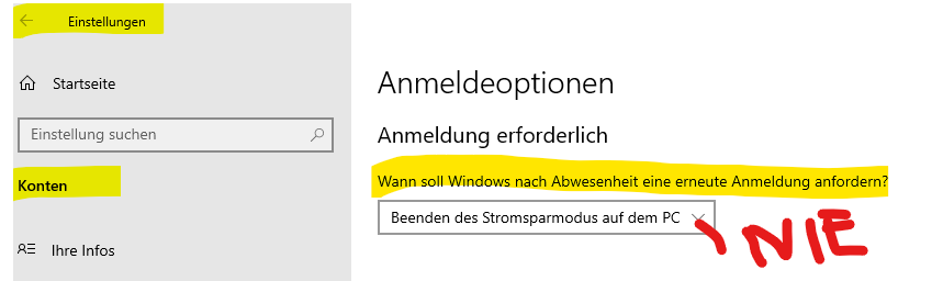 Selbstbeschäftigung von WIndows