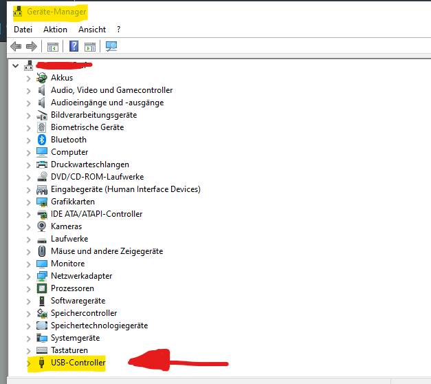 USB-Fehlermeldung nach Neustart