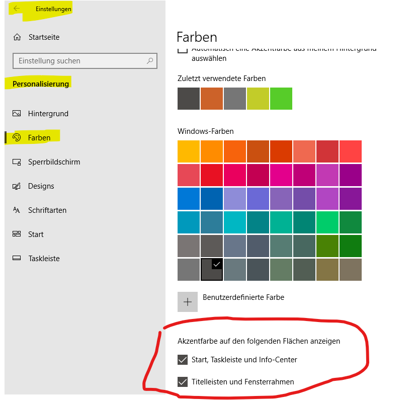 Win 10 pro 1903/Taskleiste/Schriftfarbe ändern