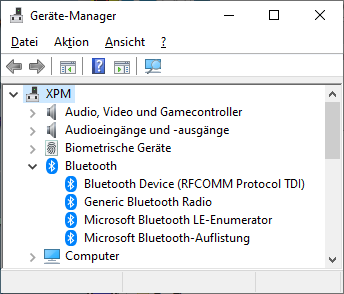 Bluetooth Symbol fehlt