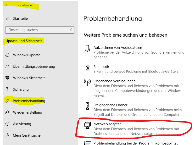 WLAN funktioniert nach Funktionsupdate 1903 nicht