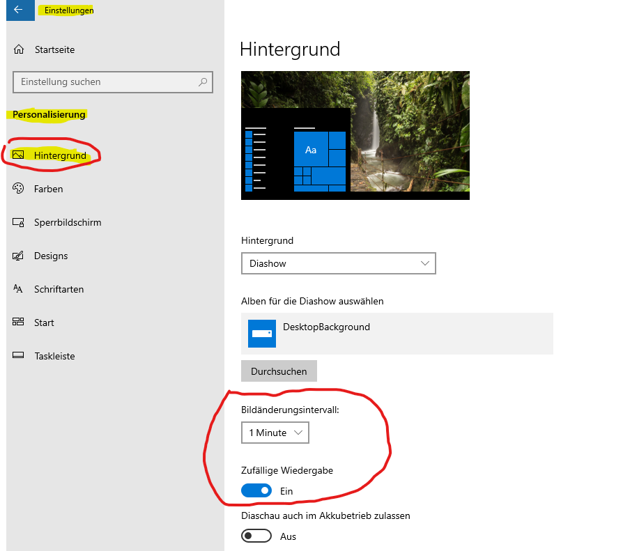 Windows 10 Diashow Dauer einstellen?