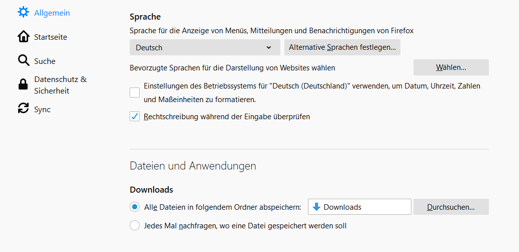 Windows 10 - Downloads speichern bei "Öffnen mit Firefox" automatisch im Temp Ordner?