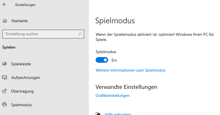 Grafikeinstellung und Spielemodus nicht gefunden?
