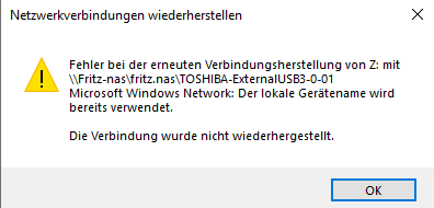 Netzlaufwerk macht Probleme bei automatischer Verbindung