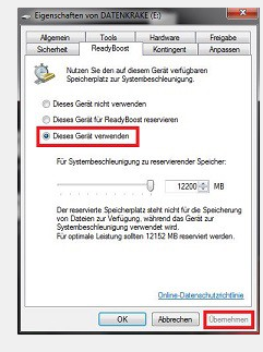 USB Stick als Beschleunigungshilfe.