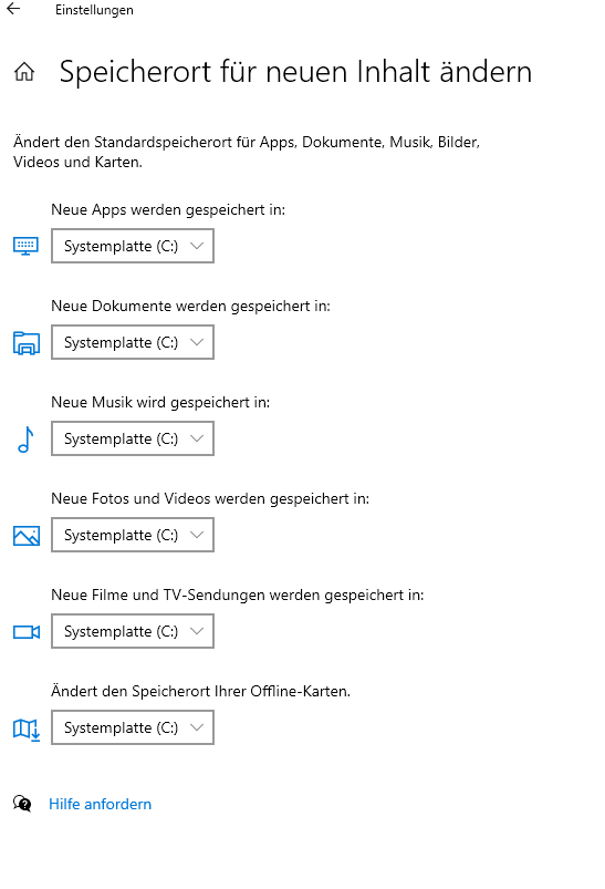 Windows Speicherort zu (D:) ändern?