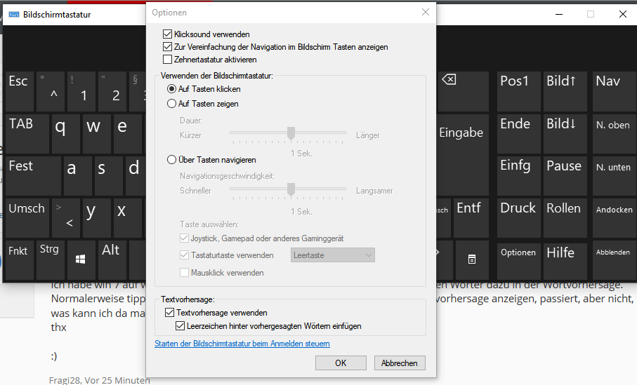 Warum lernt die Win 10 Bildschirtastatur nicht neue Wörter dazu?