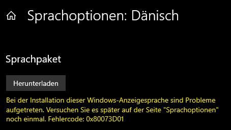 Installation von Anzeigesprache