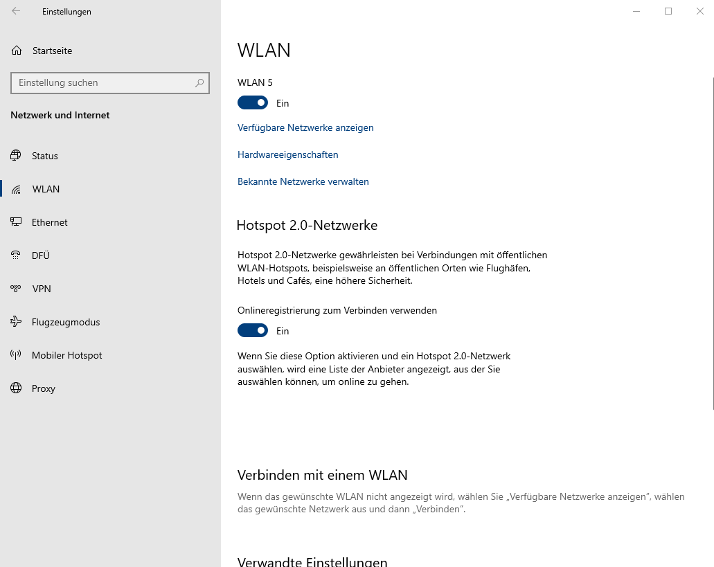 WLAN Button verschwunden