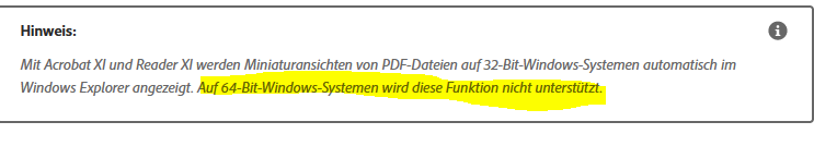 Adobe Acrobat - Voransicht der ersten Seite in der Ansicht "Extra grosse Symbole"