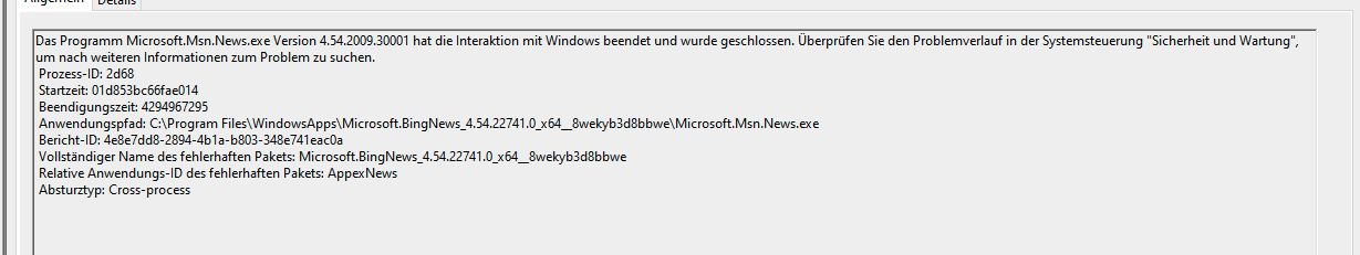 Microsoft News hängt