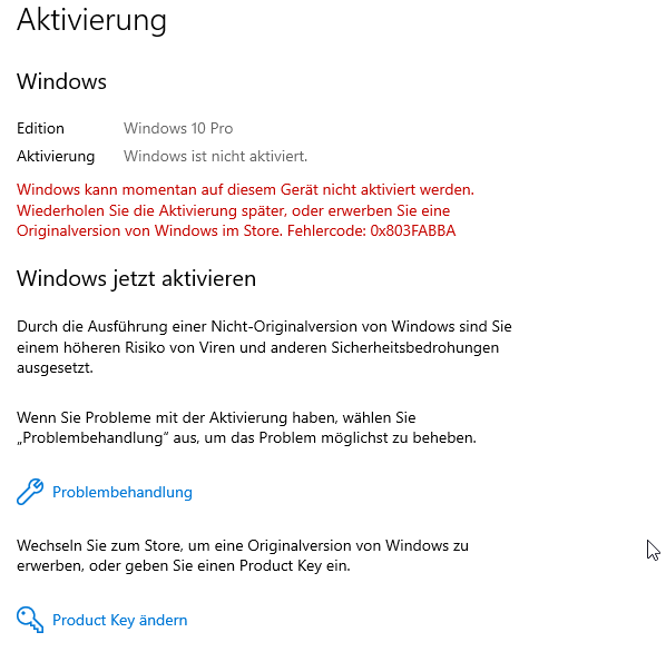 neuer PC mit altem Windows10 - keine Aktivierung möglich?