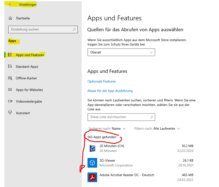 Alle Programme auf Windows 10 anzeigen?