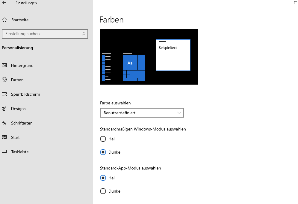 Wie kann ich alles bei mien Win 10 Pro alles auf Dark Mod umschalten?