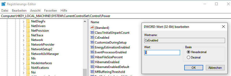 Energiesparmodus verschwunden
