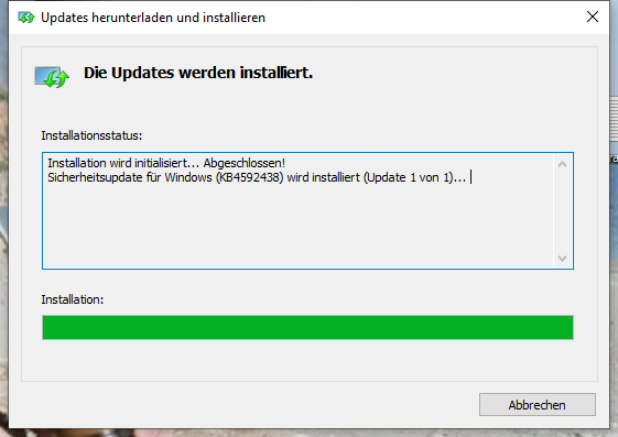 KB4592438 Fehler bei Installation