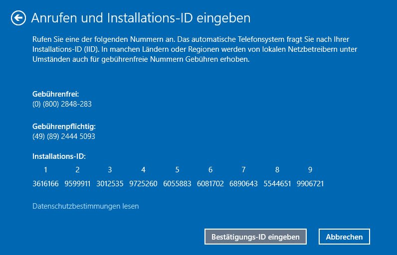 WIN10 Aktivierung funktioniert nicht