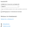 Windows Einstellungen für Stift nur Handschrift
